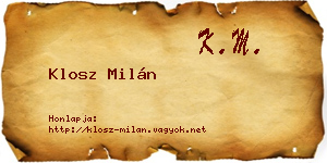 Klosz Milán névjegykártya